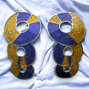 Vintage 80s Boho Glam Dangle Earrings